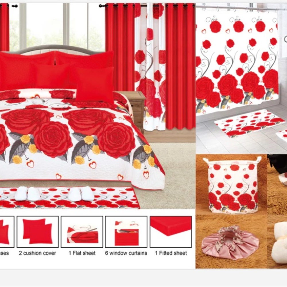 Luxurious Red Rose Bedding Set